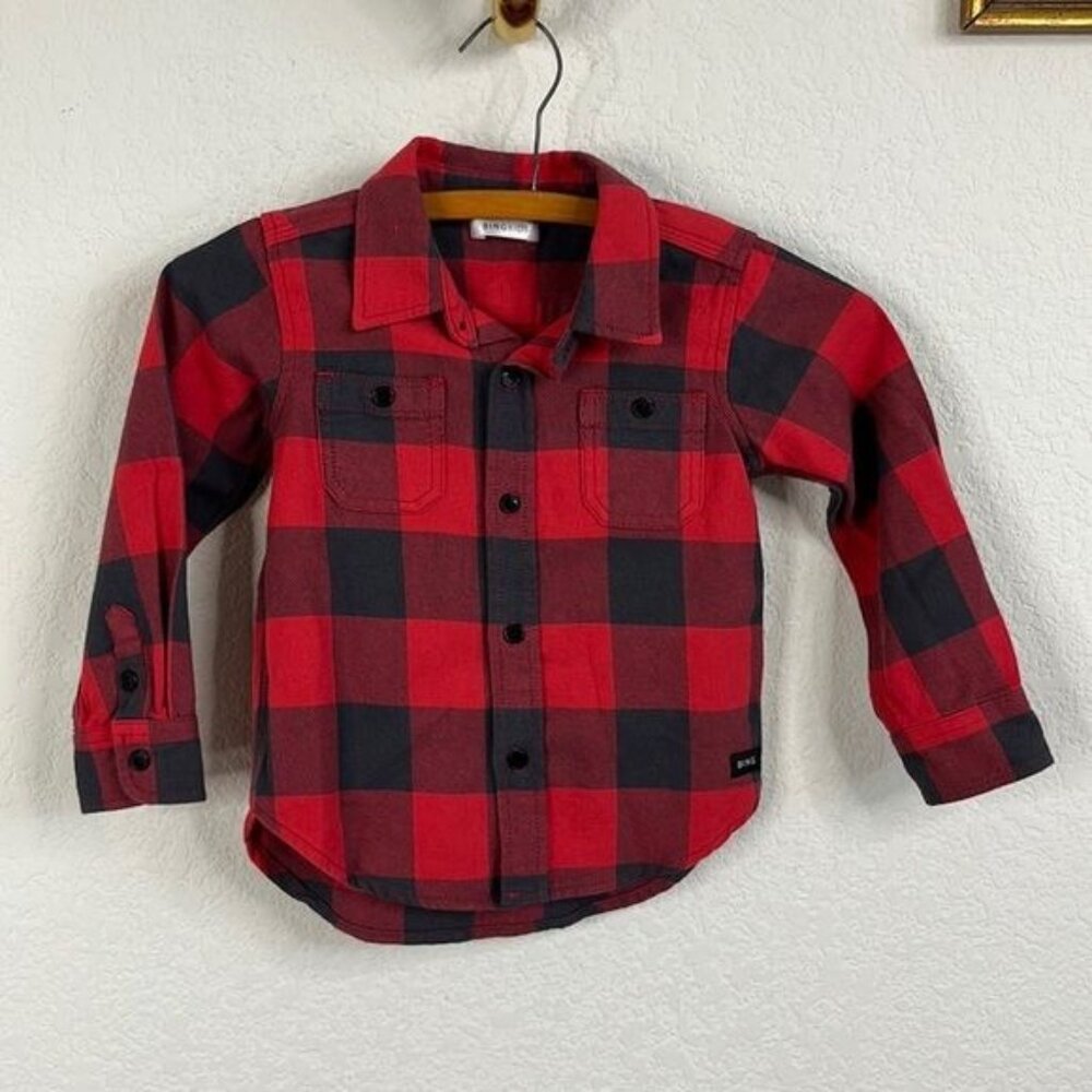 BING Kids 'Bobbi' Buffalo Plaid Check Flannel Button Down